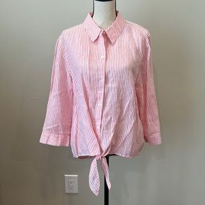 CHICO’S NWOT 3 pink stripe linen top